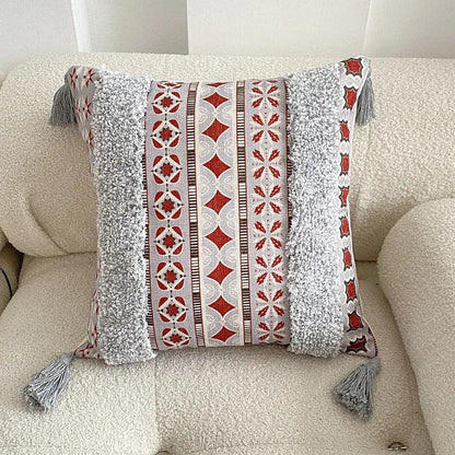 Tufted Bohemian Pillowcase | Organic Linen - JUGLANA