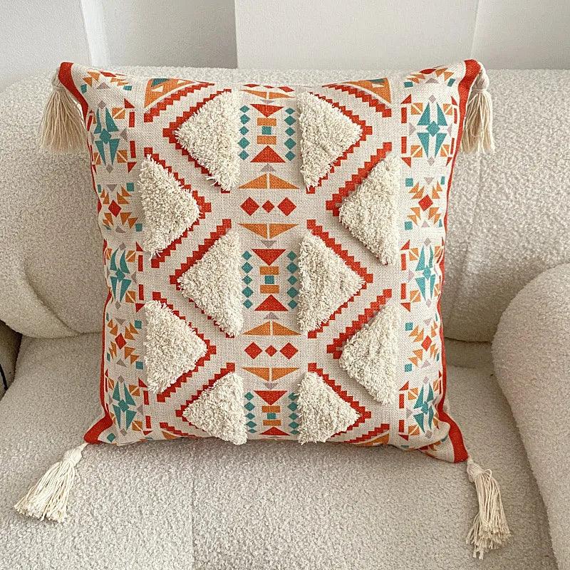 Tufted Bohemian Pillowcase | Organic Linen - JUGLANA