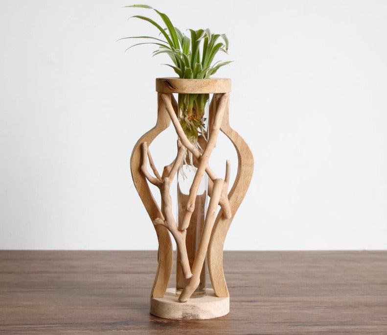 Unique Wood Vase | Hydroponic Decoration - JUGLANA