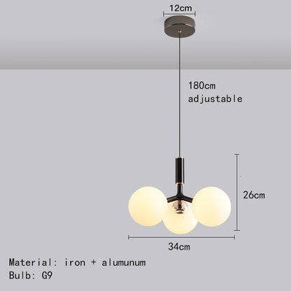 Mini lámpara de araña moderna nórdica | Metal y vidrio