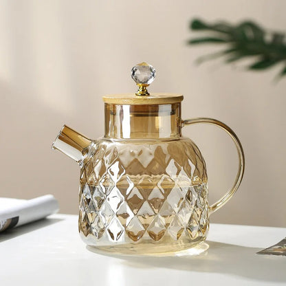 Classic Crystal Tea Kettle | Glass & Wood