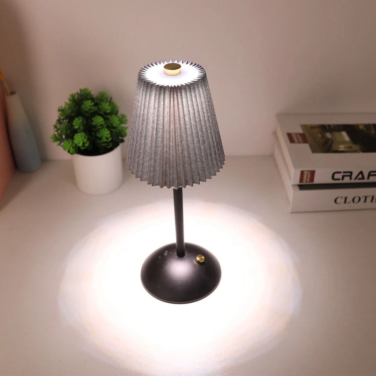 Nordic Pleated Table Lamp | Metal & Fabric