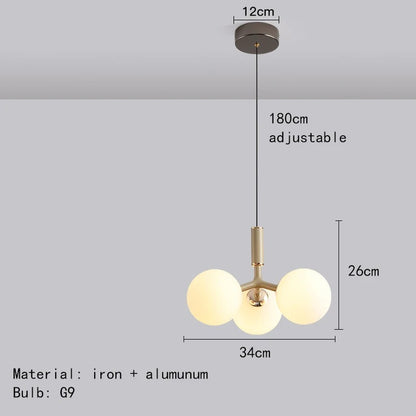 Mini lámpara de araña moderna nórdica | Metal y vidrio