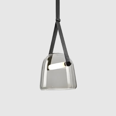 Hanging Pendant Light | Glass, Leather