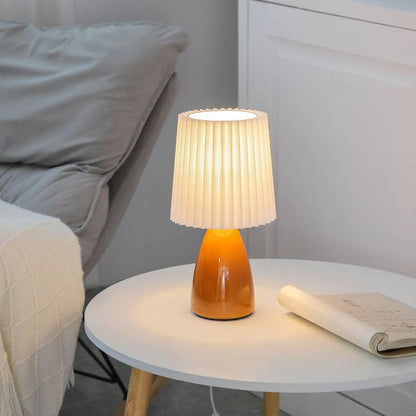 Lámpara de mesa plisada vintage | Diseño cerámico nórdico