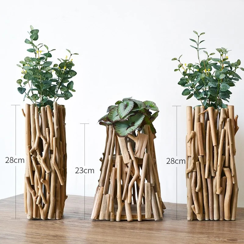 Natürliche Zweige Vase | Vollholz